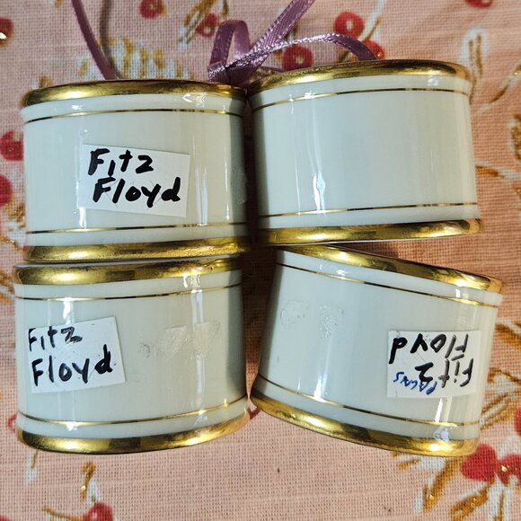 Fitz & Floyd Palais Buff Napkin Ring (4 available) - Picture 6 of 10